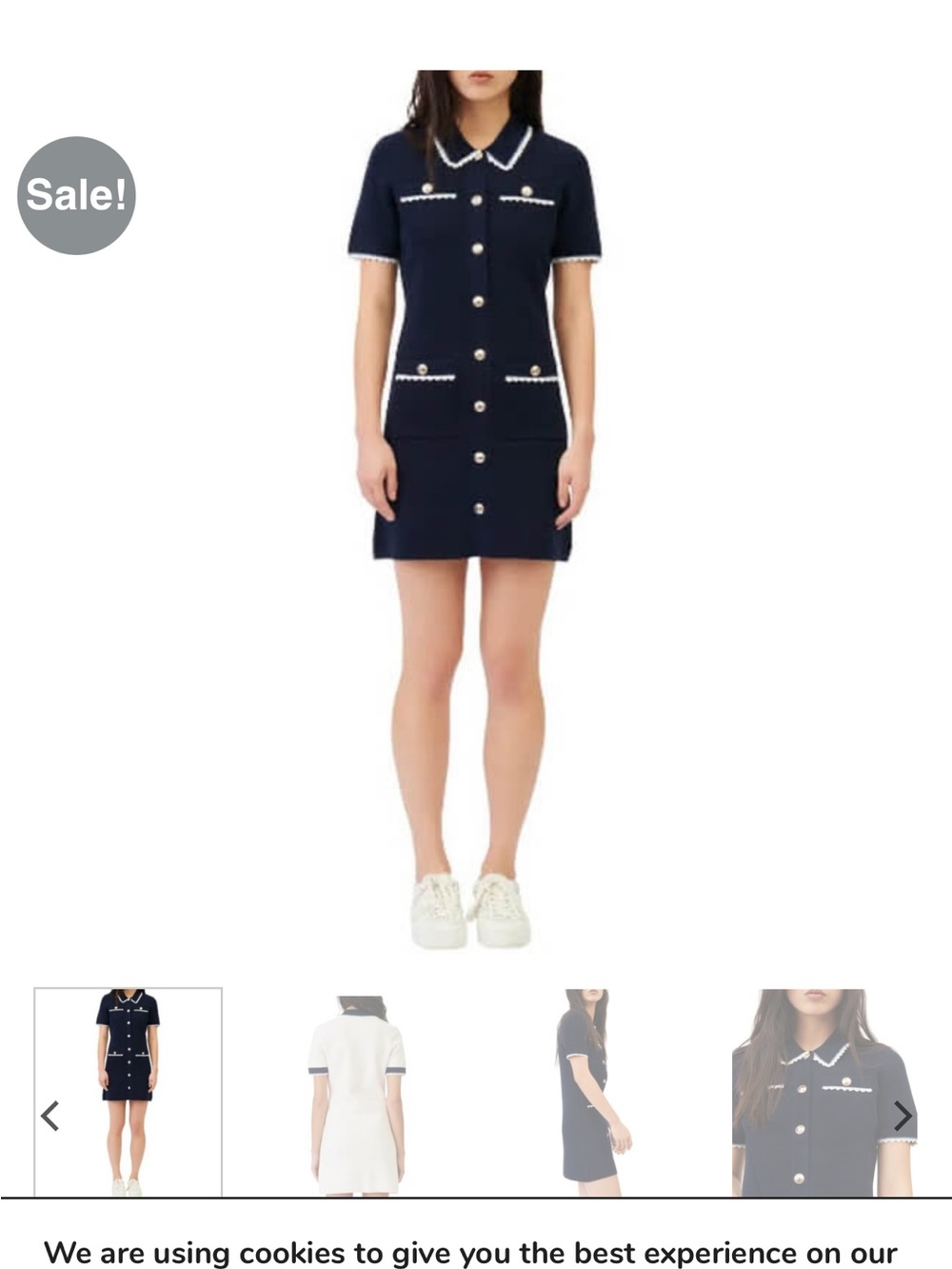 Maje Navy Mini Dress with White Trim